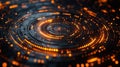 Futuristic Interface Glowing Orange Circles Dark Background Tech Design Royalty Free Stock Photo