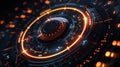 Futuristic interface with glowing technology HUD circular elements. Concept of advanced technology, virtual reality, or high-tech