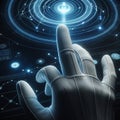 Futuristic Interface - Hand Interacting with Advanced Technology and Data Royalty Free Stock Photo