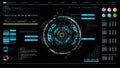 Futuristic interface hud design, infographic elements like scanning graph or waves, warning arrow and bar regulator, fingerprint o Royalty Free Stock Photo