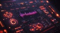 Futuristic interface with red pink glowing lights. Modern technology abstract cyberpunk aesthetic Royalty Free Stock Photo