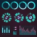 Futuristic interface space motion graphic infographic game and ui ux elements hud design graph wave bar hologram vector