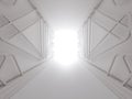 Futuristic Interior decorate white abstract line to empty room with natural light Royalty Free Stock Photo