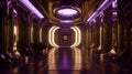 Futuristic Interior Design: Antique Gold and Deep Purple with Shiny Bionic Walls