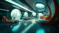 Futuristic Interior Design - Rust Orange & Teal Blue Palette