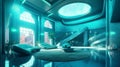 Futuristic Interior Inspired by Sky Blue and Bright Gree