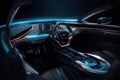 Futuristic interior of luxury car. Technology car dashboard. Generative AI Royalty Free Stock Photo