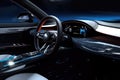 Futuristic interior of luxury car. Technology car dashboard. Generative AI Royalty Free Stock Photo