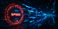 Futuristic Internet Speed Concept Illustration with Download Meter and Data Connection Visuals Royalty Free Stock Photo