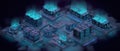 Futuristic Isometric Data Center Network Concept Royalty Free Stock Photo