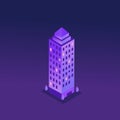 Futuristic isometric town.Modern building with tree.3d office