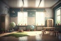 futuristic kindergarden interior. Generative AI