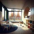 futuristic kindergarden interior. Generative AI