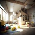 futuristic kindergarden interior. Generative AI