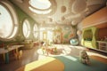 futuristic kindergarden interior. Generative AI