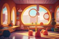 futuristic kindergarden interior. Generative AI