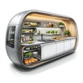 Futuristic Kitchen Design Modern SpaceSaving Culinary Pod Royalty Free Stock Photo