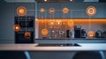 Futuristic kitchen with innovative appliances and digital connection elements on display Royalty Free Stock Photo