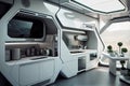 a futuristic kitchen, with sleek and futuristic appliances, producing healthy and nutritious food for the future