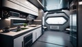 Futuristic Kitchen in Spaceship Design, Made with Generative AI