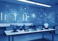 Futuristic lab with AI data. Royalty Free Stock Photo