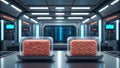 Futuristic Lab Cultured Meat in Transparent Packaging on Display AI generated. Royalty Free Stock Photo