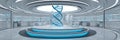 Futuristic Lab Features AI Assistant Teaching DNA Structure With a Clean, Spacious Design and Advanced Technology Royalty Free Stock Photo