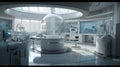 A futuristic lab interior ai, ai generative, illustration Royalty Free Stock Photo
