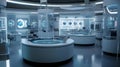 A futuristic lab interior ai, ai generative, illustration Royalty Free Stock Photo