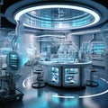 Futuristic laboratory with advanced equipment