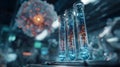 Futuristic Laboratory Displaying Advanced Technology Through Glowing Test Tubes Filled with Pulsating Data and Energy Royalty Free Stock Photo
