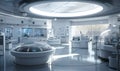 Futuristic laboratory or medical hospital room, with cutting-edge technology and healthcare innovation. Generative Ai