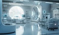 Futuristic laboratory or medical hospital room, with cutting-edge technology and healthcare innovation. Generative Ai