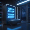 Futuristic laboratory with a quantum computer in 3D Royalty Free Stock Photo