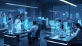 Futuristic Laboratory with Scientists Using Advanced Technology Royalty Free Stock Photo
