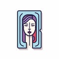 Futuristic Lady Hair Inside Box Flatline Illustration