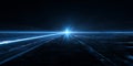 A Futuristic Landscape Featuring a Bright Centerpoint Surrounded by Radiant Light and Dynamic Motion Effects in a Dark Environment Royalty Free Stock Photo