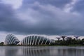 Futuristic landscape of Flower dome, Cloud Forest Dome and Gardens by the bay in Singapore