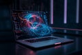 Artificial Intelligence Data Flow on Laptop Screen Royalty Free Stock Photo