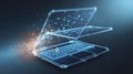 Futuristic Laptop with Glowing Lines and Sparks
