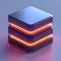 futuristic layered data storage concept with glowing neon light for cloud computing and tech interface Royalty Free Stock Photo