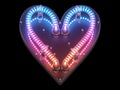 Futuristic led dots light font. Ultraviolet. Heart symbol.