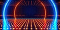 Futuristic LED Lights Stage Background Orange Blue Neon Glowing Archway Royalty Free Stock Photo