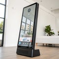 Levitating AI-powered smart mirror with touchscreen