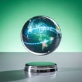 Futuristic Levitating Globe with Glowing Data Lines Royalty Free Stock Photo