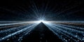 Futuristic light speed lines in digital space horizon Royalty Free Stock Photo