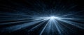 Futuristic light speed lines in digital space horizon Royalty Free Stock Photo