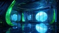 Futuristic Lime Green and Electric Blue Interior Design Royalty Free Stock Photo