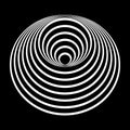 Futuristic line art. white circles on black background Royalty Free Stock Photo