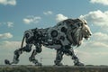 Futuristic lion robot, mechanical robot. Generative AI